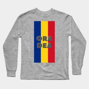 Oradea City in Romanian Flag Vertical Long Sleeve T-Shirt